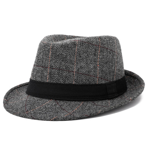 Baijichuan Men's Top Hat Spring and Autumn Elderly Hat Men's and Winter Fashion British Autumn and Winter Jazz Hat for Middle-aged and Elderly Warm Dad Hat Plaid Brown S(55-56cm)