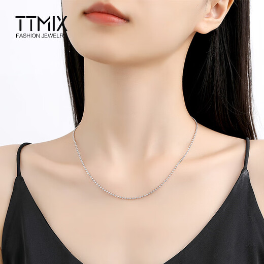 TTMIX shiny pt950 platinum necklace women's platinum clavicle chain plain chain ball diamond chain adjustable 6.1-6.3g 50cm thick 1.5mm