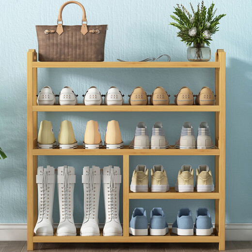 Jiayong Yunan bamboo shoe rack simple multi-layer economical entrance dormitory living room solid wood household storage rack small shoe cabinet original color 4 layers long 70-thickened slats