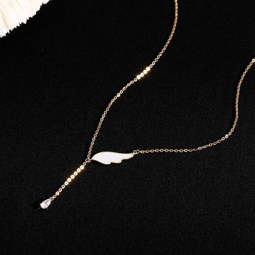 Farcoko Necklace Women's Small Wings Pendant Angel Wings Clavicle Chain New Birthday Gift for Girlfriend and Wife Rose Gold Chain Length 41.5cm+4cm