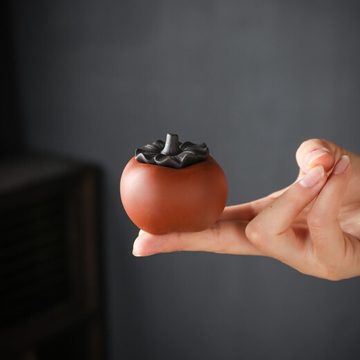 Yuxuan creative purple sand persimmon tea pet persimmon persimmon Ruyi bull bull persimmon handmade tea tray ornaments purple sand persimmon persimmon Ruyi tea pet --- persimmon