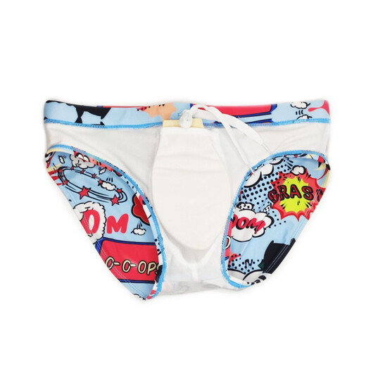 UXH men's youth briefs anime beach can add padded pants to prevent embarrassment boys youth children swimming equipment light blue L