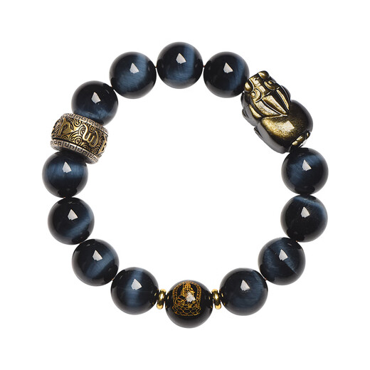 Aitkel obsidian bracelet natal year of the dragon, male and female zodiac zodiac Buddha amulet six-character motto, Pixiu changes wealth, Puxian Bodhisattva, dragon/snake, 12mm bead diameter, suitable for most boys