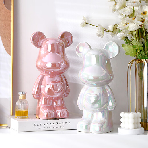 Internet celebrity violent bear cartoon TV wine cabinet living room decoration light luxury high-end ceramic children's piggy bank birthday gift 35cm orange care bear 16*13.5*35