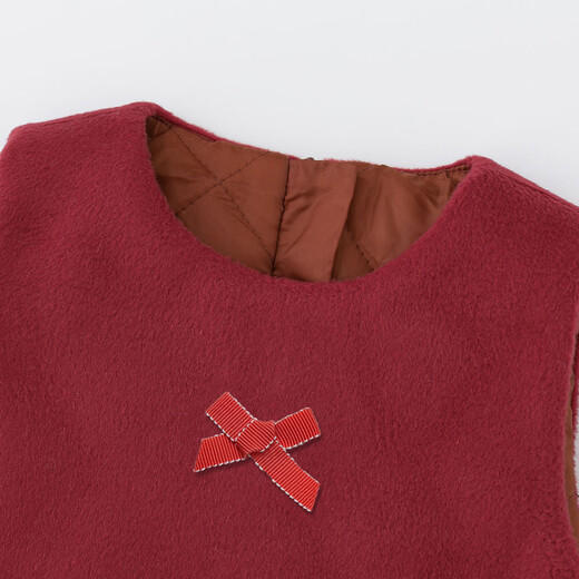 LUOBOBEIBEI Girls Winter Dress Red New Year Clothes Korean Style Versatile Skirt Christmas Clothes Pomegranate Red 140