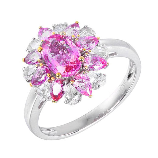 Louis Garni 2.2 carat unfired padparadscha sapphire ring for women 18K gold set with white sapphire fashionable light luxury customization