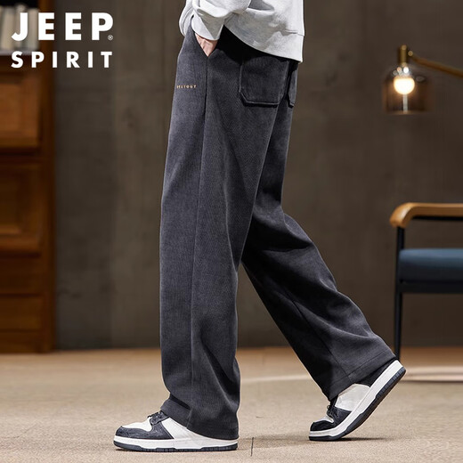 JEEP SPIRIT Jeep casual pants men's corduroy autumn and winter pants men's sports straight loose sanitary trousers