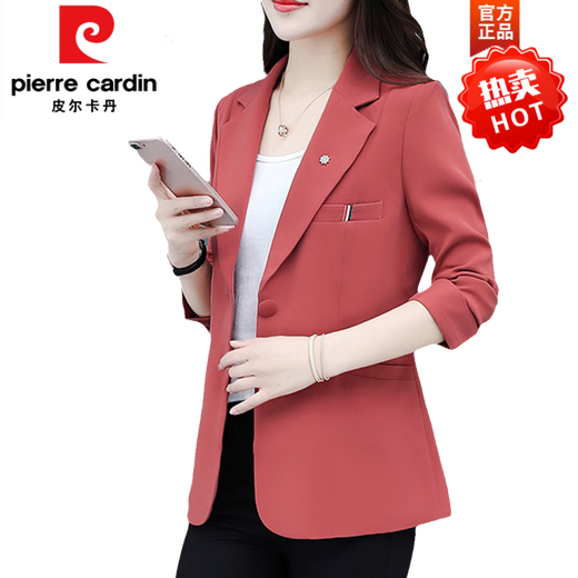 Pierre Cardin blazer women's fashionable and noble 2026 spring and autumn style middle-aged ladies large size mm belly-covering slim commuter top black XL 110-125Jin Jin equals 0.5 kg