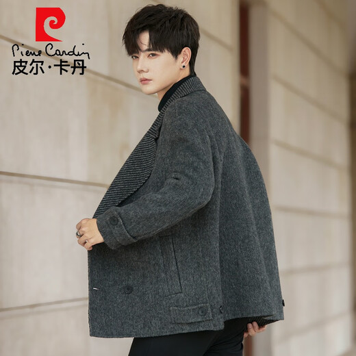 Pierre Cardin high-end double-sided woolen woolen coat men's short Korean style Nizi windbreaker winter thickened casual suit jacket for men mixed coffee color worry-free shopping XL 180