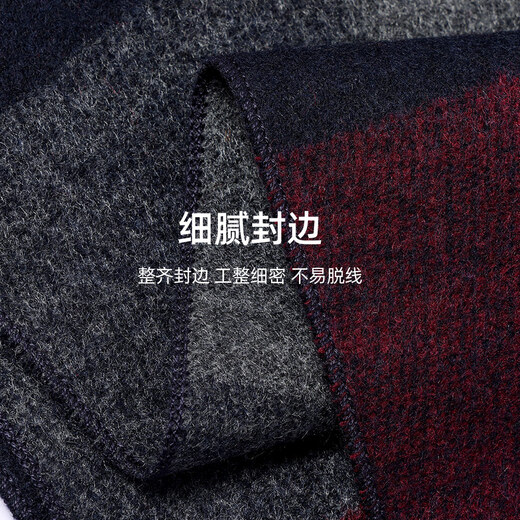 Hengyuanxiang wool scarf men's winter red plaid versatile scarf outdoor windproof and cold-proof animal year gift high-end 6440 blue and red gift box