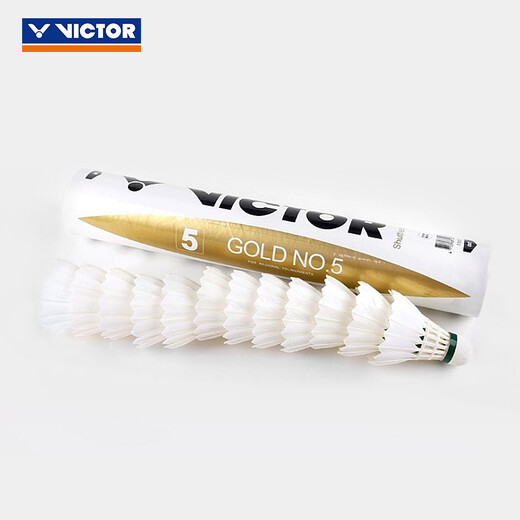 Balle de badminton en plumes de canard VICTOR, balle d'entraînement de club résistante au vol et stable, tube unique doré n ° 5, 12 pièces, vitesse de balle GD5 GD5 77, 1 tube