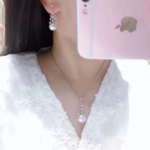 Qianlou Freshwater Pearl Pendant Earrings Set S925 Silver Design Style Bow Highlight Steamed Bun Shape Pendant