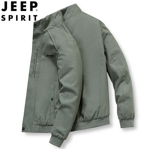 JEEP SPIRIT Jeep Jacket Men's Autumn and Winter Jacket Thick Stand Collar Business Loose Versatile Casual Men's Clothing Black Velvet XL