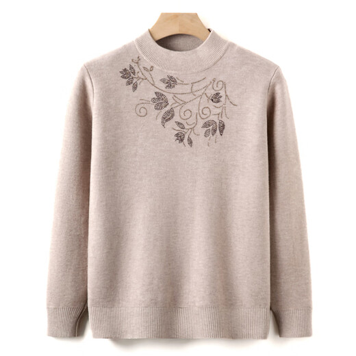 Fengxiao middle-aged mother autumn and winter all-in-one velvet bottoming shirt thickened warm sweater middle-aged and elderly women's tops plus velvet elderly clothes plus velvet khaki 3XL (recommended 115-130 Jin Jin equals 0.5 kg)