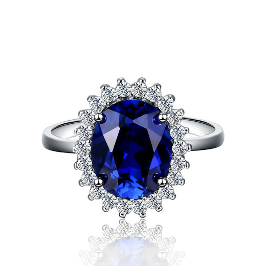 Bindao Princess Diana sapphire ring for women genuine sterling silver hypoallergenic live classic dark blue color gemstone tanzanite main stone (10X14mm)