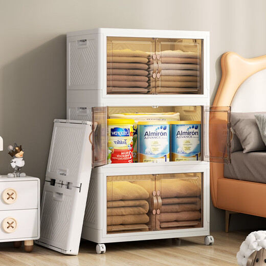 Haoer storage cabinet large foldable storage box toy snack rack baby wardrobe storage box 120L four layers