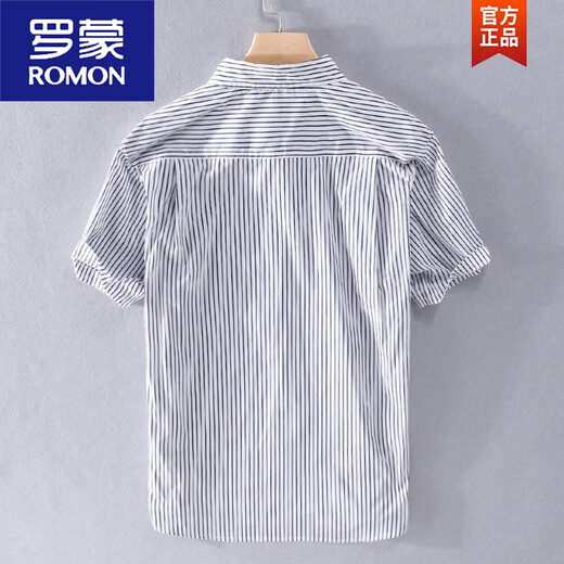 Romon Striped Summer's Summer de diseño de manga corta para hombres que empalmó una nueva camiseta casual de algodón para hombres 9738 Stripas negras M Peso recomendado 95-125 Jin [Jin equivale a 0.5 kg]
