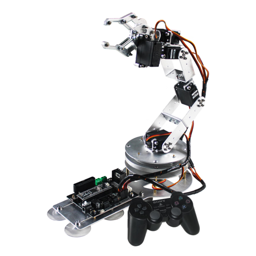 Lingle six-axis robot arm with controller set, pan/tilt base, industrial robot model, handle, mobile phone, customized model, silver, no control, no steering gear, assembled and shipped