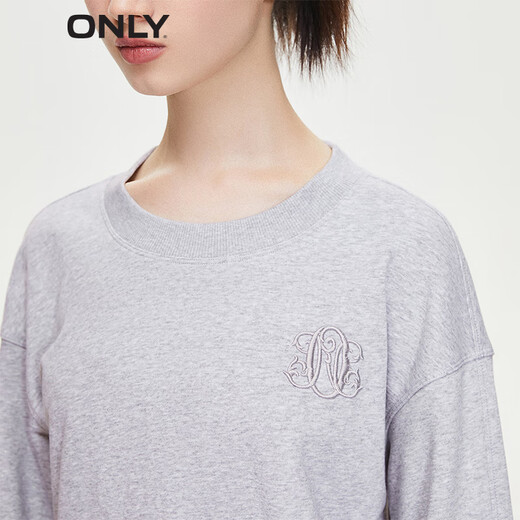 ONLY秋冬时尚休闲宽松落肩短款长袖短款卫衣女|12349S002 G11 浅灰花色 S 160/80A