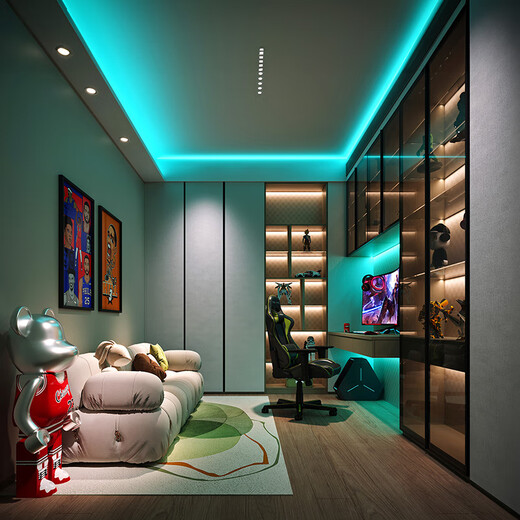 Sofia E-Sports Room Space Customization Game and Entertainment Space Whole House Customized Wardrobe E-Sports Display Cabinet Double Computer Desk Yuan/Sqm Customized Cabinet