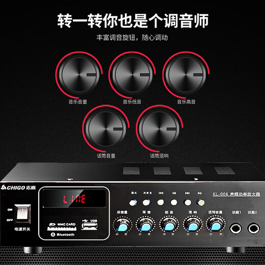志高（CHIGO） 家庭影院ktv音响套装家用K歌点歌带话筒卡拉ok无线蓝牙功放一体机音箱全套设备 尊享+无线话筒*2+16寸点歌机*1