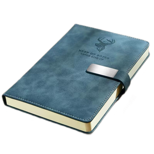 福兴旺本子笔记本定制logo封面a5商务记事本礼盒装伴手礼日记本子办公会议记录本工作本随身高颜值加厚款 A5蓝色带扣【鹿头款200页】