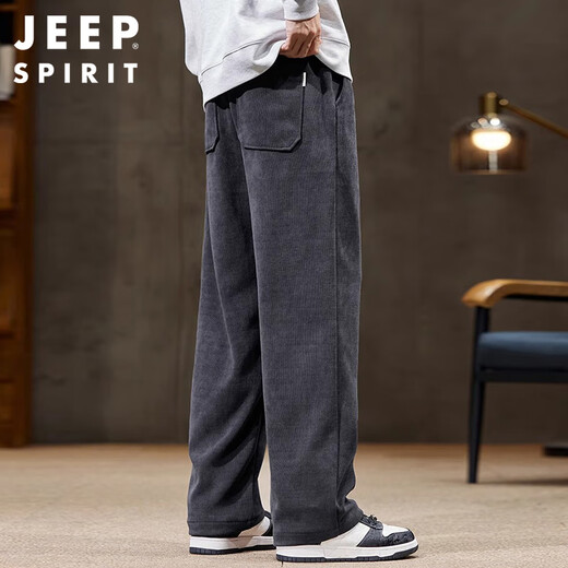 JEEP SPIRIT Jeep casual pants men's corduroy autumn and winter pants men's sports straight loose sanitary trousers