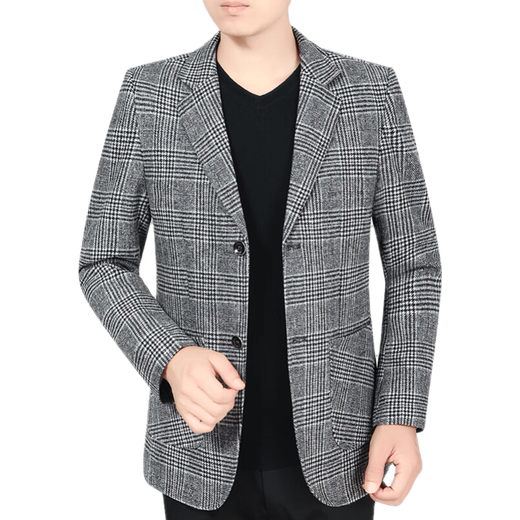 (Hohe Qualität) Herbst- und Winter-Herrenanzug in mittleren Alterszeiten Casual Daddy Anzug Plaid Jacke 702 Brown 175/88a (110-130)