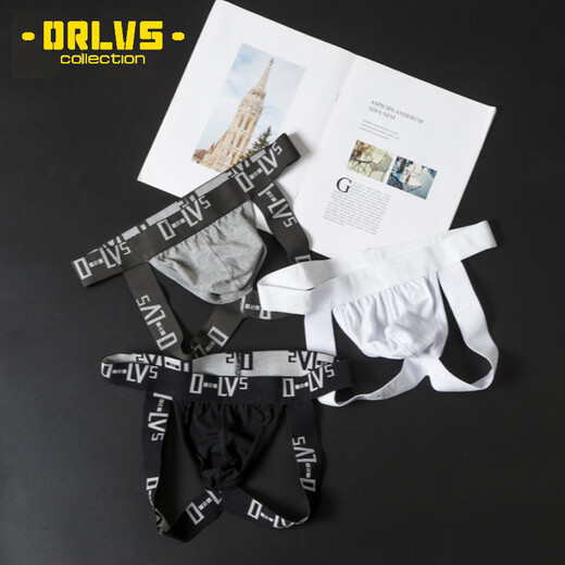 The long night boys' sexy sexy thong sexy empty back U convex bag breathable sexy low-waist men's double-butt underwear gray M