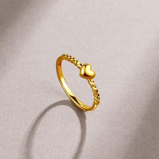 Saturday Fortune (ZLF) Gold Ring Women's Pure Gold Heart-Shaped Love Ring Bracelet Heartbeating Moment Price No. 13-2.02g
