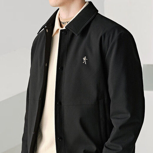 Dances with Wolves Goose Down Liner Black Gold Graphene Lapel Thickened Textured Men's Jacket 001 Black 175