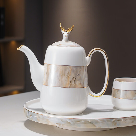 Yanze Light Luxury Wedding Gifts Wedding Gifts for Newlyweds Tea Sets Cup Sets Housewarming Gifts Rotatable Eight-piece Stone Pattern Elegant Water Sets-Gift Box