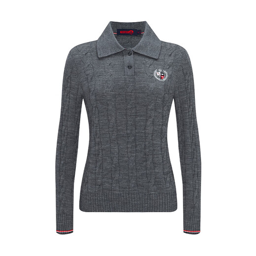 Navigare Italian dinghy women's lapel sweater skin-friendly cable casual sweater 2334023502 Gray XL