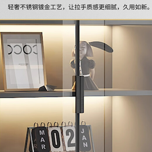 Caixiang bookcase with glass door display wine cabinet light luxury customized home living room integrated wall to top bookshelf solid wood hand-made 40cm single door light luxury gray package installation standard version delivered to the home