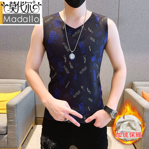 Modal Winter Double-sided Velvet Thermal Vest Men's Thermal Underwear Slim Fit Seamless Heating Plus Velvet Thickened Bottoming Shirt Autumn Clothes Red Letter L (Recommended 100-120 Jin Jin equals 0.5 kg)