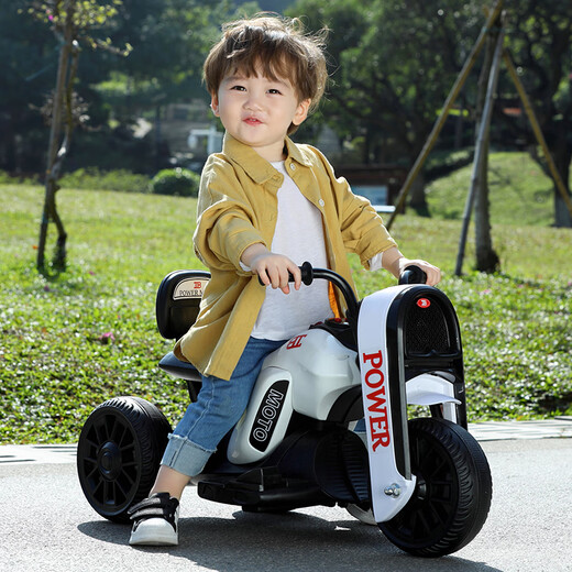 Selected children's electric motorcycles, rechargeable toy cars, male and female babies, remote-controlled three-wheel strollers with music and lights, red high-end dual-drive + Chaowei battery + remote control Children's Day gift
