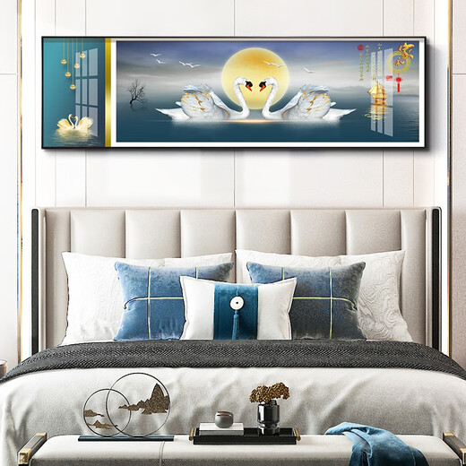 莫画泸林现代简约卧室装饰画温馨浪漫床头画酒店宾馆民宿房间挂画背景墙画 10 相濡以沫12140 170*50黑框(晶瓷画)1.8-2米床头