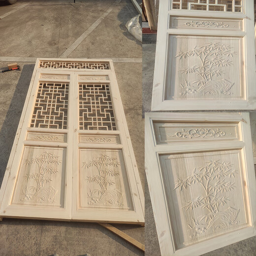 Dongyang wood carving antique doors and windows hollow flower grilles ancient building solid wood old-fashioned wooden doors sliding doors Chinese flower window partitions customized products contact customer service