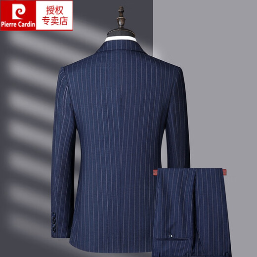 Pierre Cardin 2024 new casual striped suit suit for men spring, autumn and winter middle-aged men's business suit wedding dress blue 175