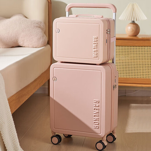 WEOBGR SABER Swiss Army Knife combo suitcase, wide trolley, high-looking boarding trolley case, 2025 multi-functional suitcase, cherry blossom pink multi-function combo box, 24 inches, suitable for travel of more than 15 days