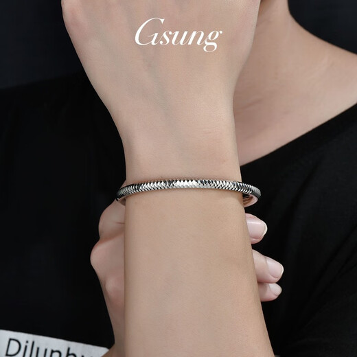 GsunG Platinum PT950 Women's Bracelet Solid AB Face Carved Glossy Men's Round Closed Bracelet Full Solid Customized Products Contact Customer Service