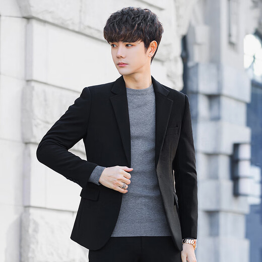 ROMON light luxury brand men's coffee suit suit spring and autumn slim handsome casual small suit jacket men Korean style trend coffee color single suit XL