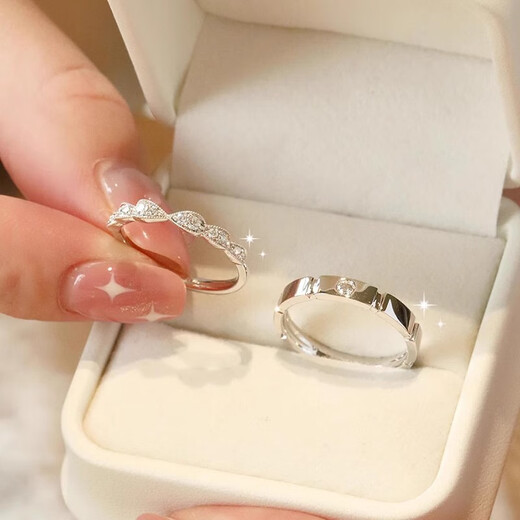 MZMZ Princess Knight Couple Platinum Pairing Ring Platinum PT950 Ring Diamond Ring Proposal Engagement Birthday Gift for Girlfriend Light Luxury Style-Couple Ring