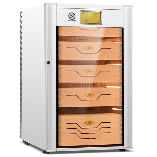 Bulldog cigar cabinet with constant temperature and humidity, ammonia removal, fingerprint lock control, wet eggplant password lock, energy-saving WiFi remote control, VC428 Divine Dog PLUS, cedar wood moisturizing, naked breeding, imported home VC308 Divine Dog PLUS with fingerprint password lock, WIFI+ white