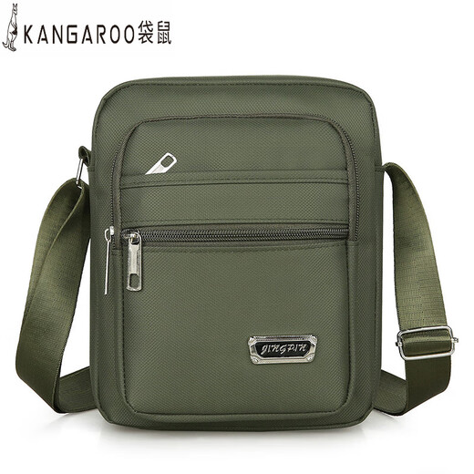 袋鼠（KANGAROO）男包休闲单肩包牛津布小背包男士包包休闲斜挎包帆布包手提商务潮 四拉基础款+YZ3519黑色