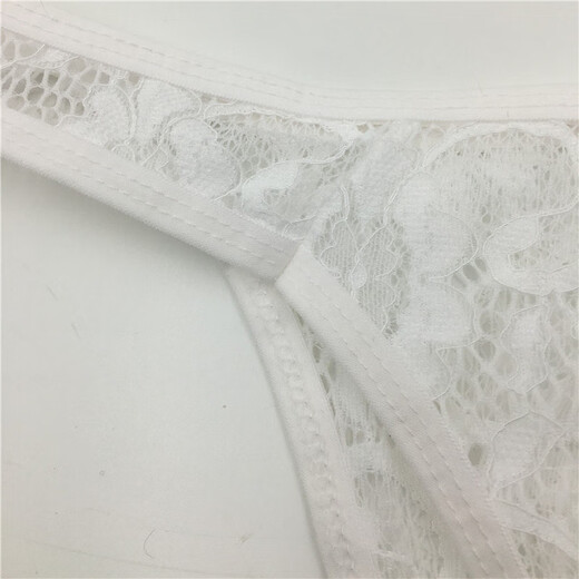 Private Shang Men's Sexy Underwear White Lace Pattern Transparent Briefs Temptation T-Pants Men's T-Pants One Size 170Jin Jin is equal to 0.5kg within