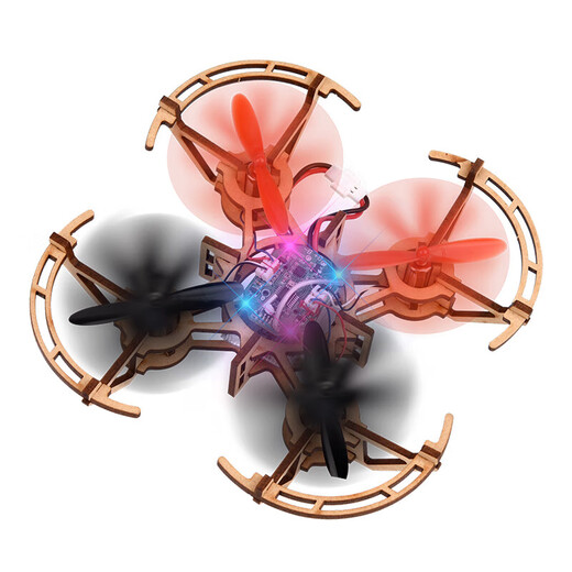 JPHZNBOIMG木制拼装DIY四轴飞行器学校科教小制作遥控飞无人机航 电机(红蓝线)