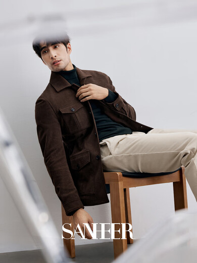 SANHEER Italian retro gentleman high-end anti-wrinkle corduroy SAFARI hunting jacket mid-length coat DAJ360 brown L /50