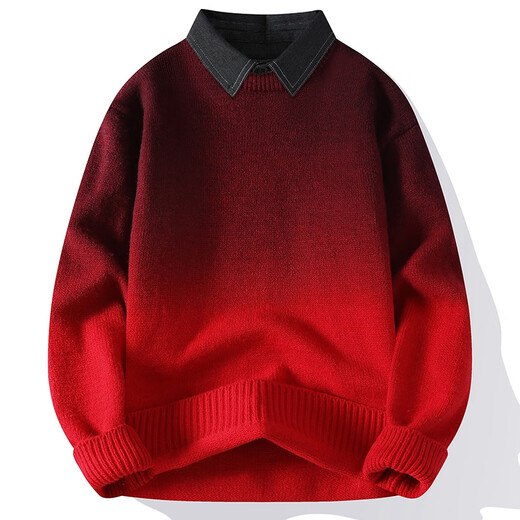 酷定律秋冬季休闲毛衣男士毛线衣加厚保暖针织衫内搭打底衫男装毛衫 9756红色 4XL