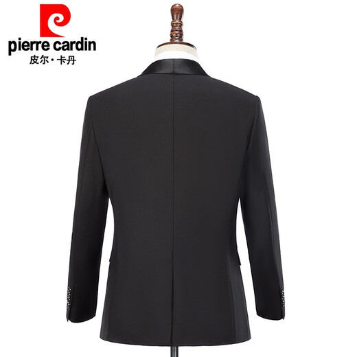 Pierre Cardin suit men's art test clothing host dress men's vocal band chorus performance suit groom's suit black jacket + pants tie 5XL weight 210Jin Jin equals about 0.5 kg